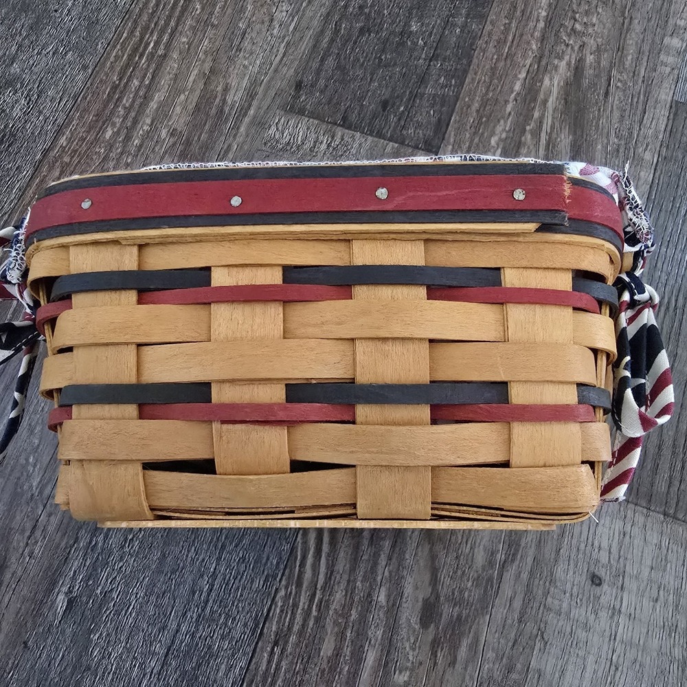 All American Longaberger Tea Basket W/ Patriotic Liner 4th Of July Americana - Picture 6 of 7